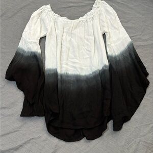 Women's Black and White Off-Shoulder Top